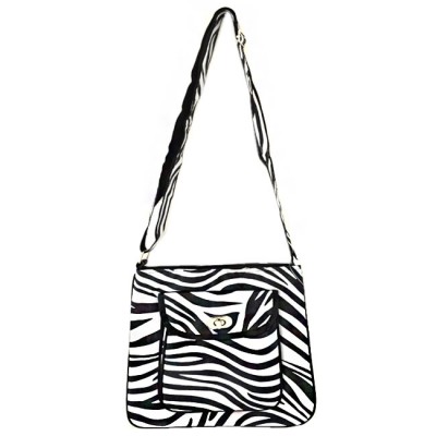 SW180631-BLACK/WHITE ZEBRA DESIGN CROSSBODY BAG W/POCKET